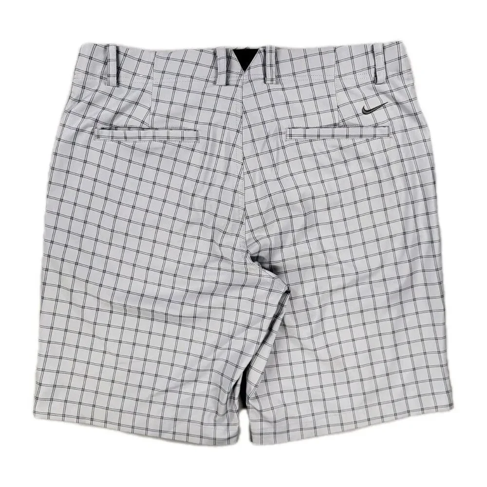 Nike Golf Men's Dri-FIT Wolf Grey Windowpane Plaid Flat Front Chino Shorts